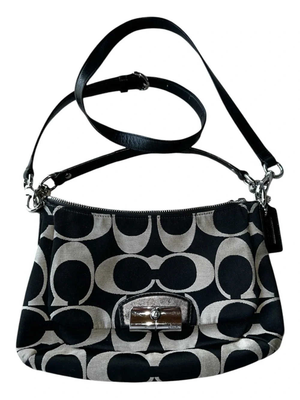 Coach Signature Hobo Crossbody and Shoulder, Handbag with Turn-Lock Detail - Picture 2 of 7